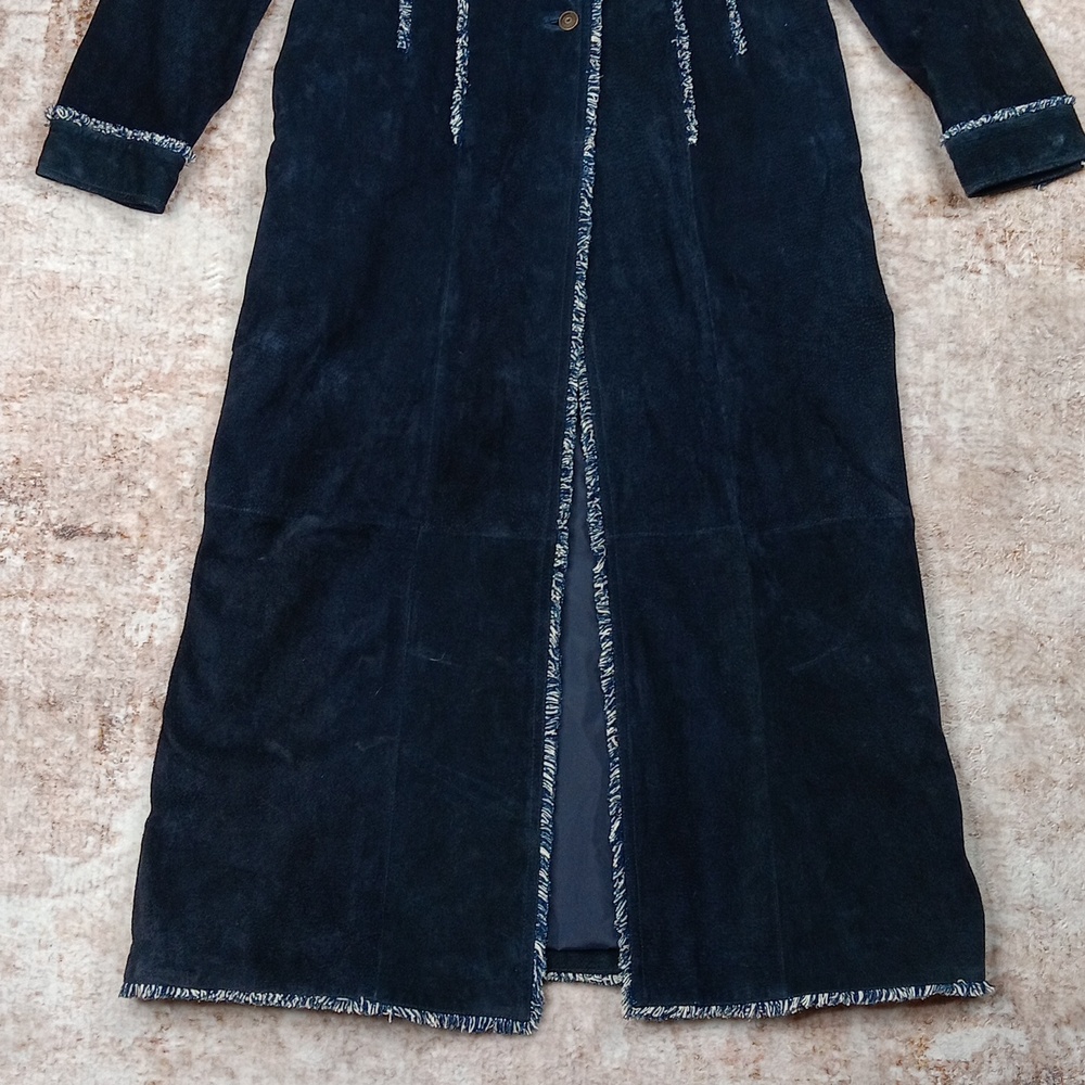Wilsons Leather Vintage Blue Long Boho Suede Leather Coat Womdns Medium - Picture 7 of 13